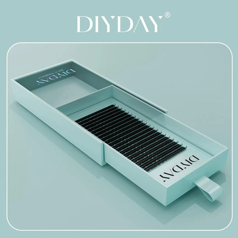 وصلات رموش DIYDAY الفردية، ١٦ صفًا - رموش منك ناعمة، خيارات تجعيد من B إلى DD، C120