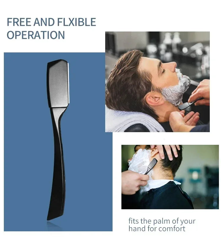 LuxuryGlow Professional Straight Edge Razor for Men – Manual Shaving Knife with Zinc Alloy Handle
