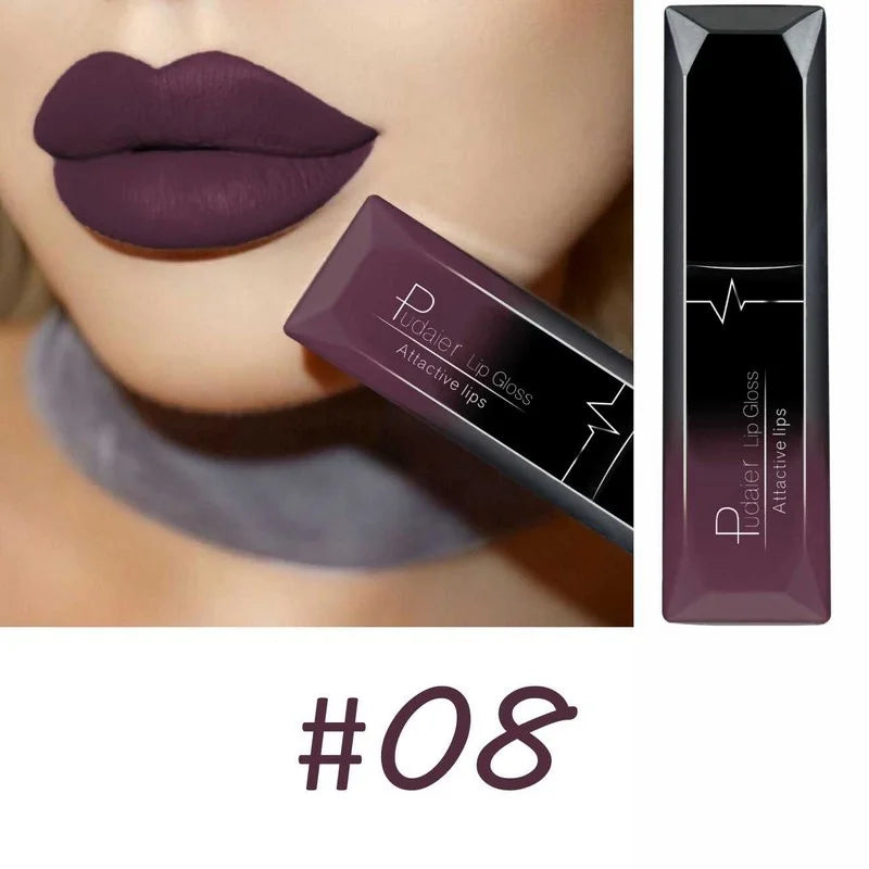 Lápiz labial líquido mate de larga duración LuxuryGlow de 17 colores: crema labial resistente a las manchas