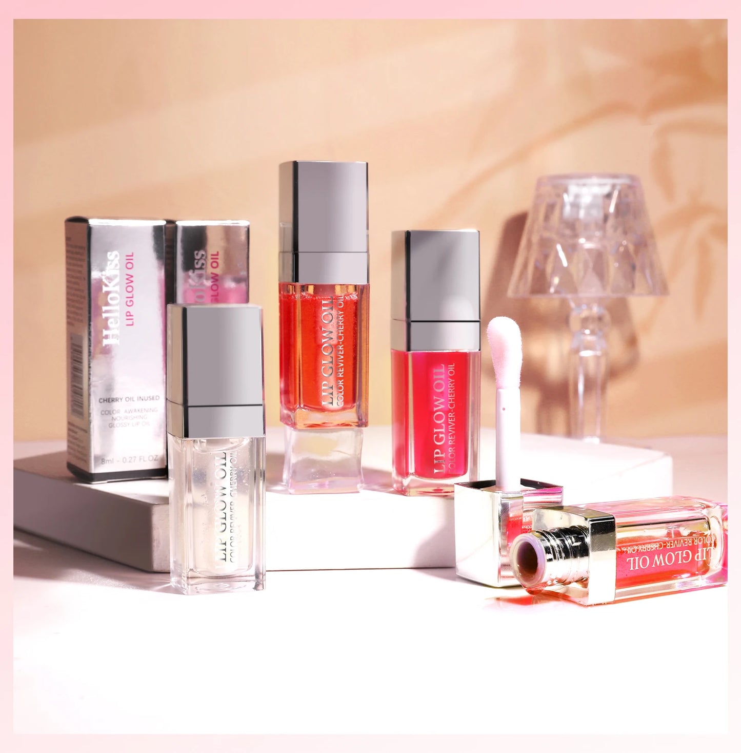 Aceite labial Hello Kiss Crystal Jelly | Hidratante, voluminizador y brillo con color