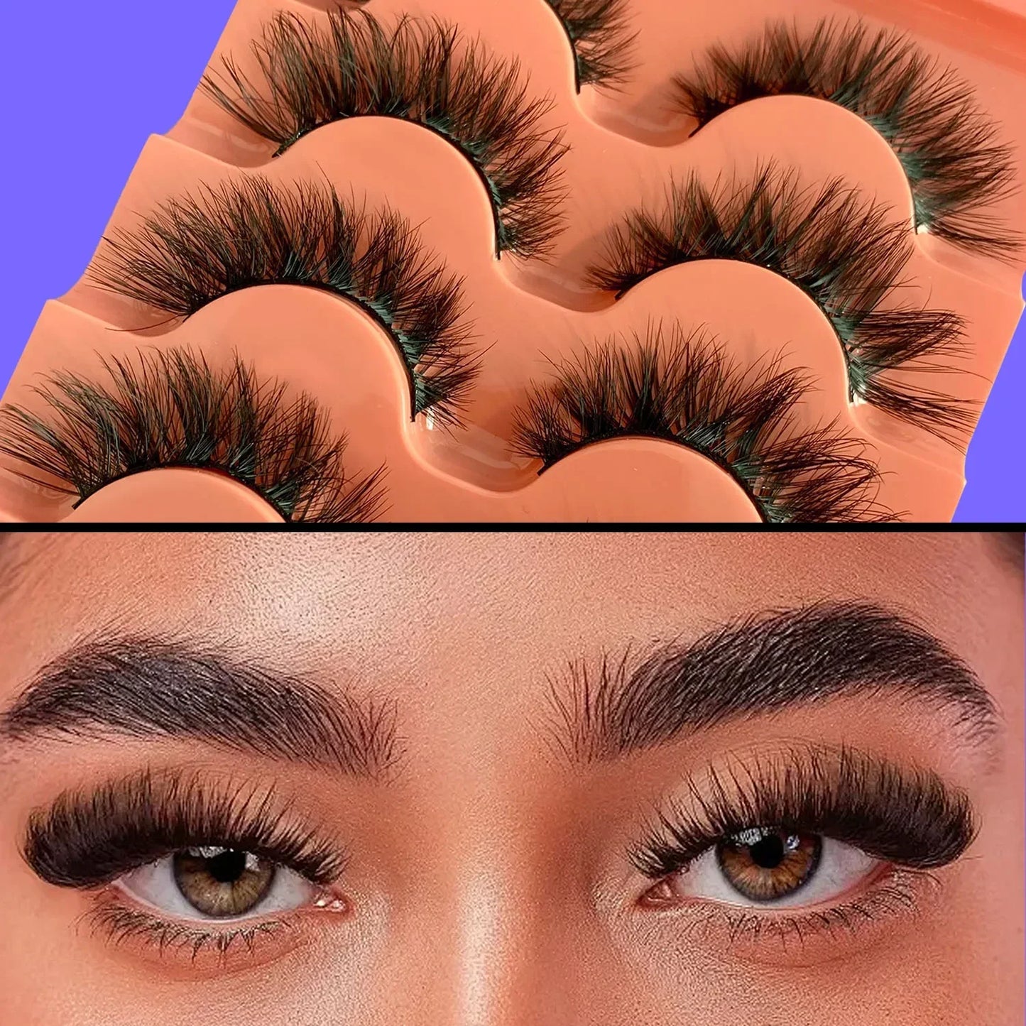 JUJU Dream - 5 pares de pestañas postizas de visón sintético esponjosas: pestañas postizas de ojo de gato naturales, espectaculares y reutilizables
