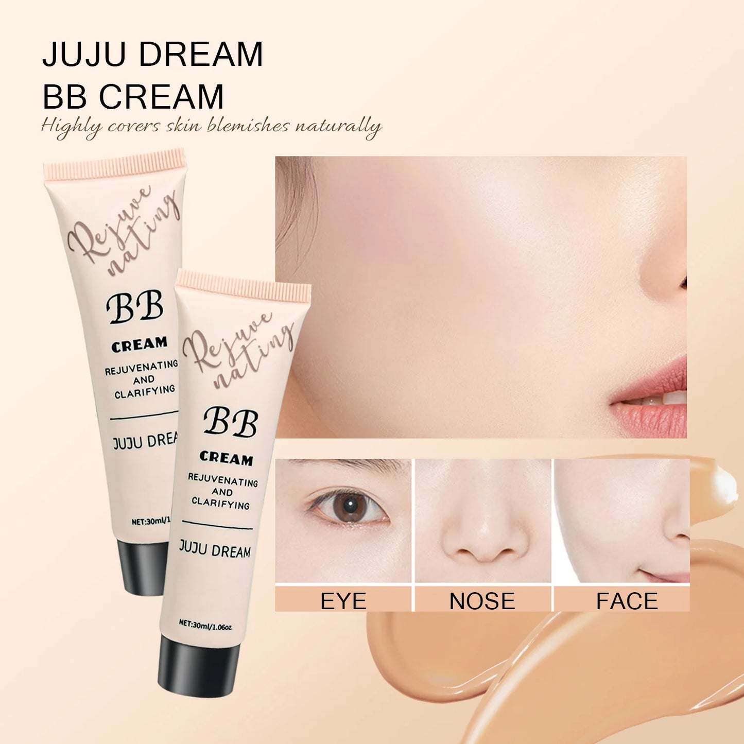 JUJU Dream BB Cream — Moisturizing, Oil Control & Long-Lasting Foundation