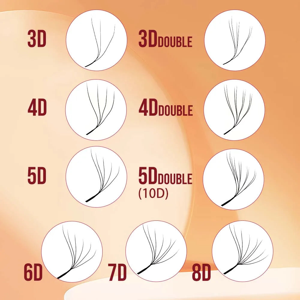 رموش FADVAN YY/3D–6D W جاهزة للتركيب على شكل مروحة - وصلات شعر المنك الصناعي الناعمة C240