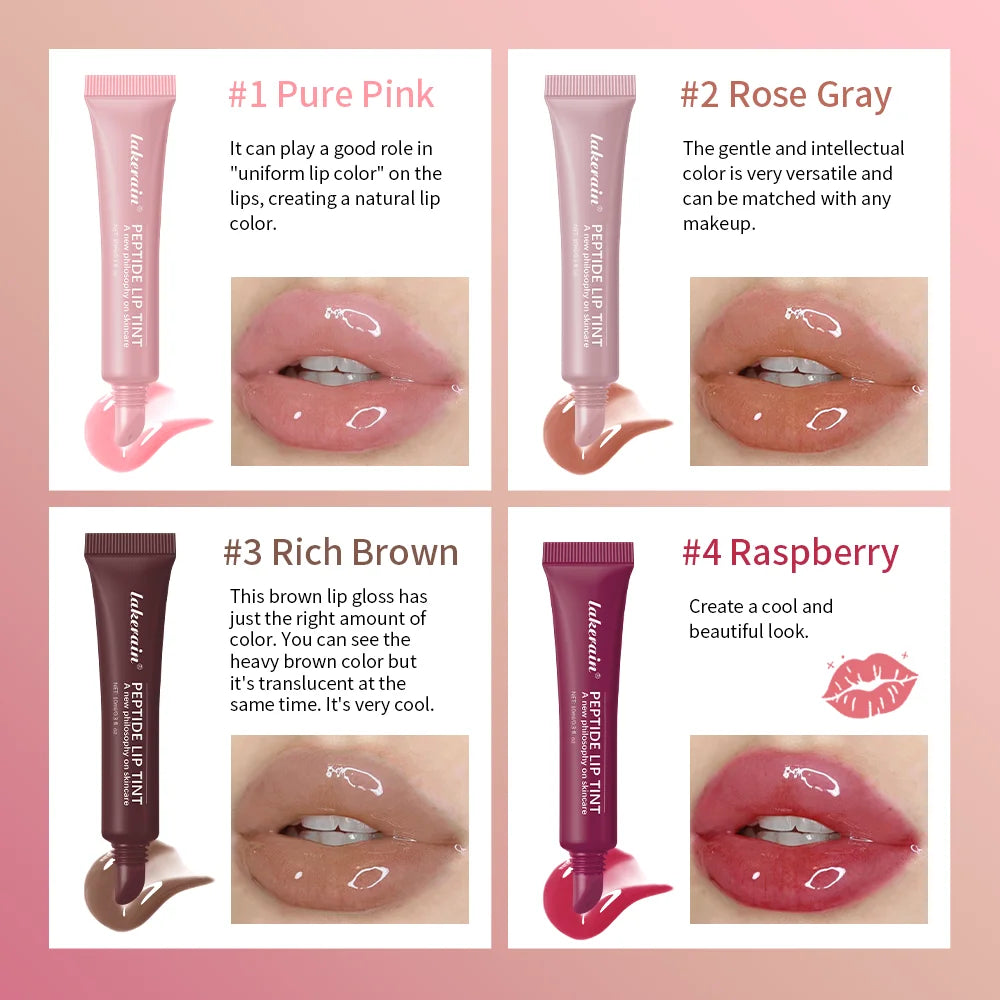 Brillo labial Lakerain Mirror Lip Glaze: 10 ml. Aceite labial hidratante, duradero y no pegajoso para labios nutridos y voluminosos.