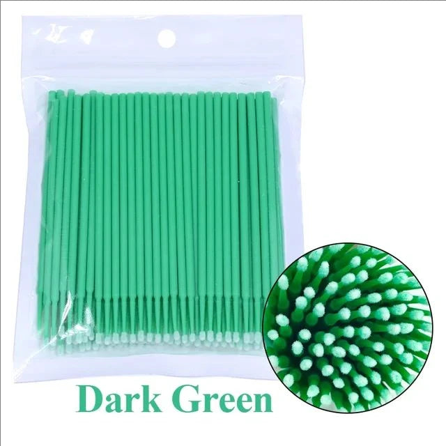 JPNPL MJ 100PCS Microcepillos para Pestañas – Hisopos de Algodón para Limpiar Extensiones de Pestañas