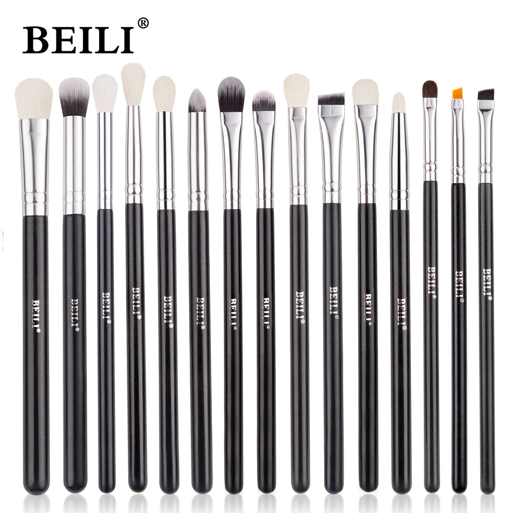 BEILI 30pcs Black Makeup Brush Set – Goat Hair & Synthetic Professional Kit C60