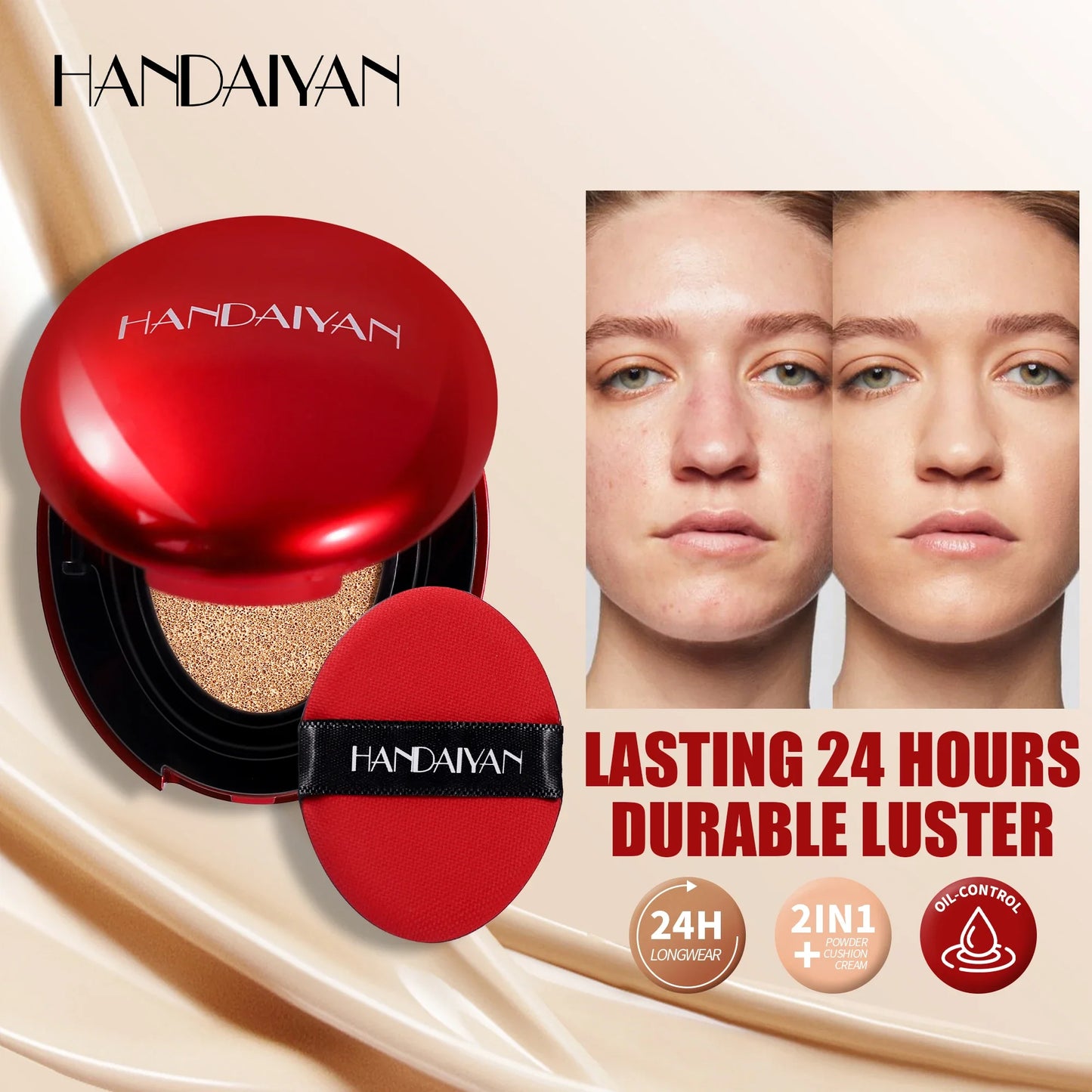 HANDAIYAN 5-Color Concealer Cushion – Moisturizing & Long-Lasting Face Makeup