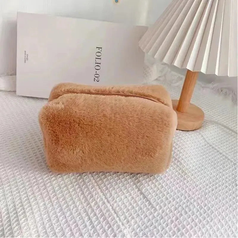 LuxuryGlow Soft Plush Makeup Bag – Stylish, Spacious & Travel-Friendly Cosmetic Organizer