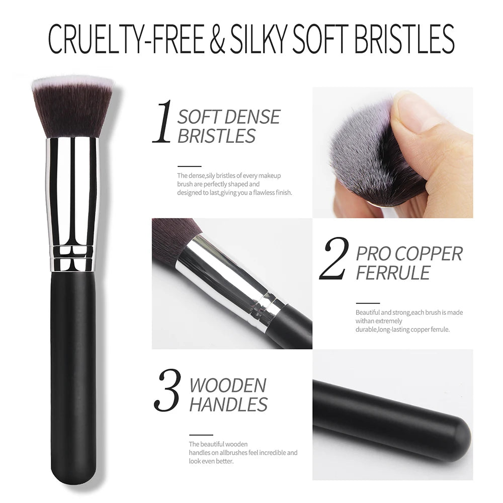 LuxuryGlow Large Flat Head Foundation Makeup Brush – Portable Beauty Tool for Smooth Application
