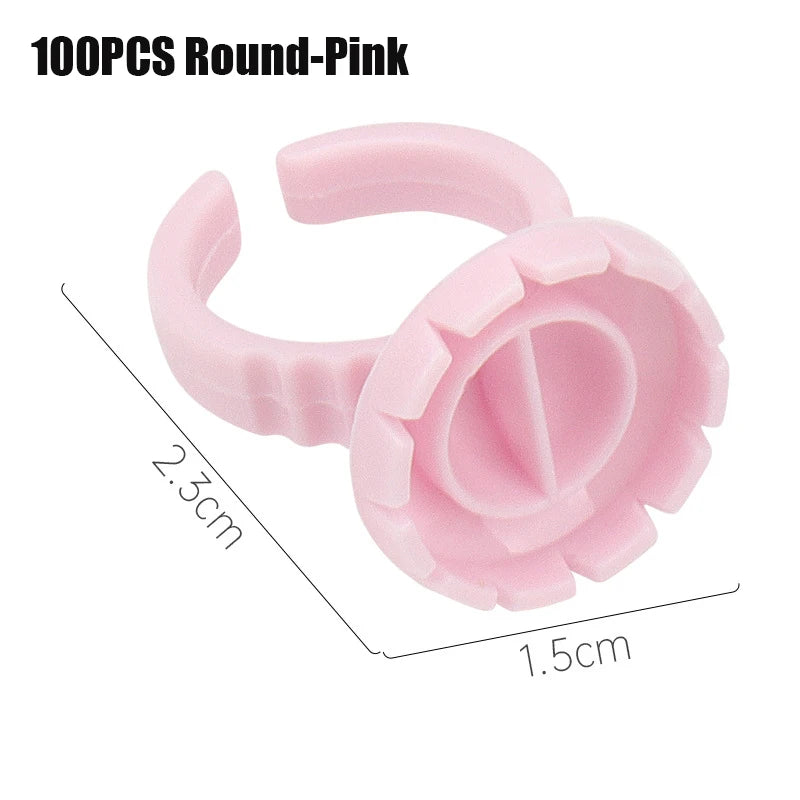 RPXBGUCKARHG 50/100PCS Disposable Eyelash Glue Ring Holders | Lash Extension Tool