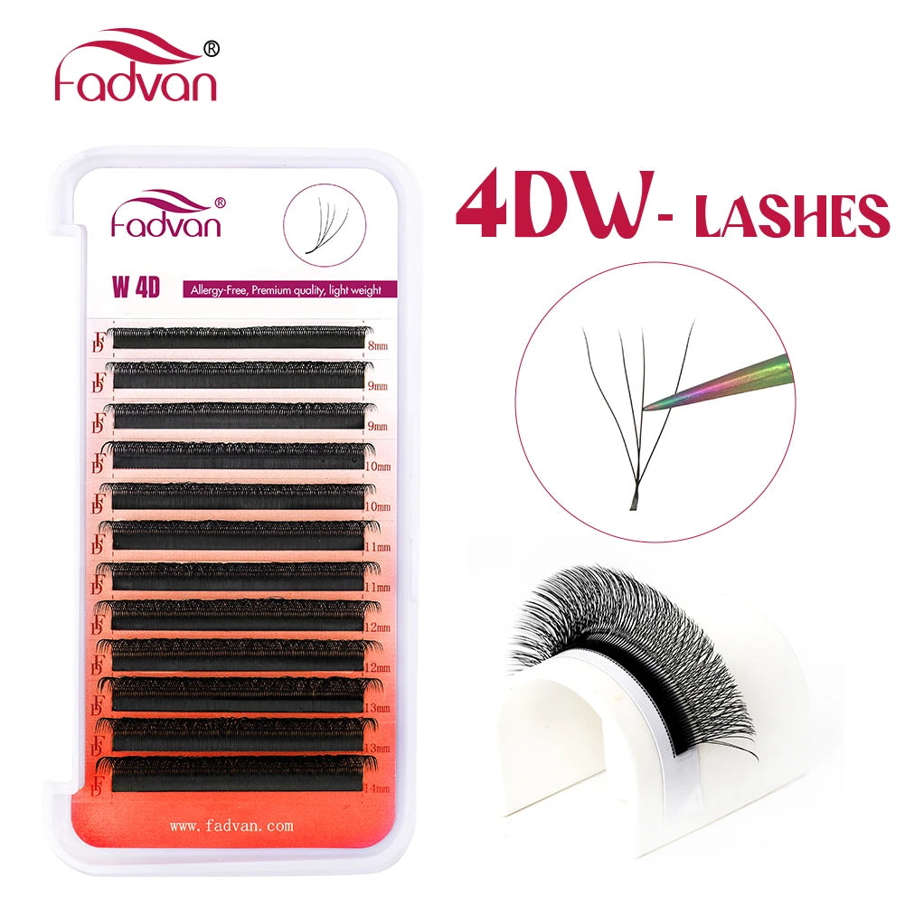 FADVAN W-Shape Volume Lash Extensions – 3D to 8D Premade Fans, Faux Mink