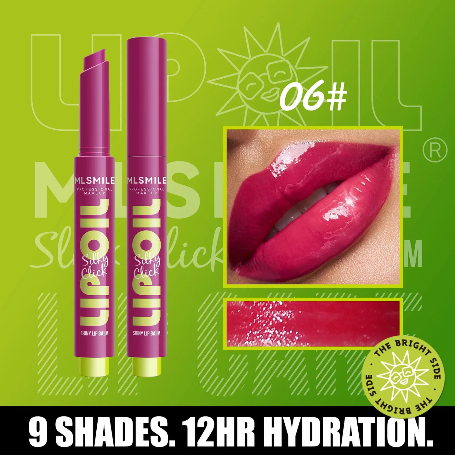 Brillo de labios MLSMILE Click: cuidado labial hidratante y duradero con brillo de espejo