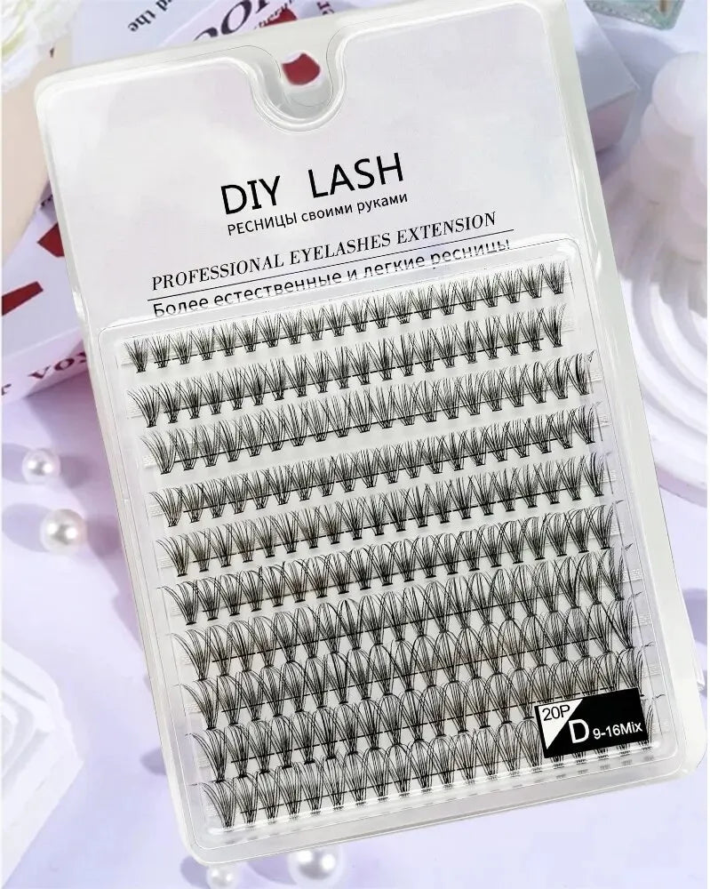 LuxuryGlow 280pcs DIY Individual Cluster Eyelash Extensions – 30D/40D Mixed Length