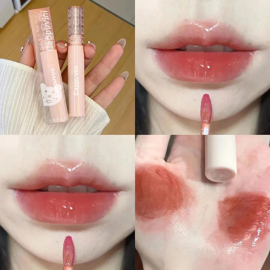 Brillo de labios con efecto espejo en rosa cereza LuxuryGlow: aceite labial hidratante con brillo de cristal
