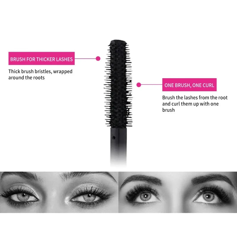 LIDORIA 4D Waterproof Lengthening Mascara – Thick, Curling & Smudge-Proof (10ml)
