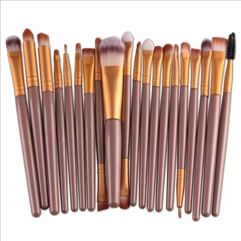 Set de 20 brochas de maquillaje de ojos LuxuryGlow MJ: sombras, delineadores y difuminadores