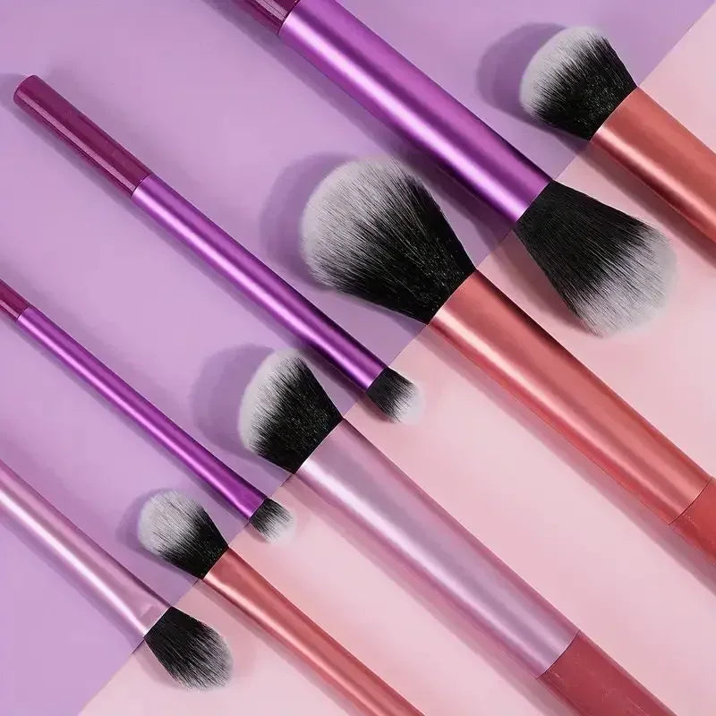RUZOFO 8-Piece Professional Black Glossy Makeup Brush Set – Complete Kit for Face & Eyes