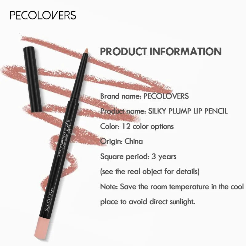 LuxuryGlow 12-Color Waterproof Matte Lip Liner Pencil Set – Long-Lasting, Non-Stick & Moisturizing