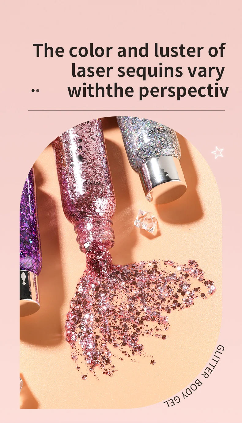 MAXFINE Full Body Glitter Gel – Long-Lasting Eye, Hair & Body Sparkle