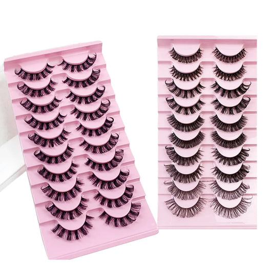 EOEKKY Hot Selling 10 Pairs Russian Volume Wispy Eyelashes – Mixed Styles, Natural Look