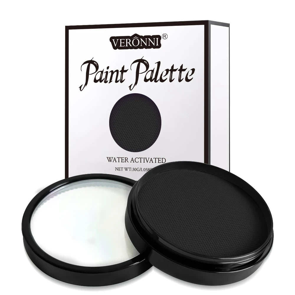 LuxuryGlow 30g Monochromatic Face & Body Paint Kit – Black, White, Red Water-Based Makeup with Brushes for Halloween & Party Looks
