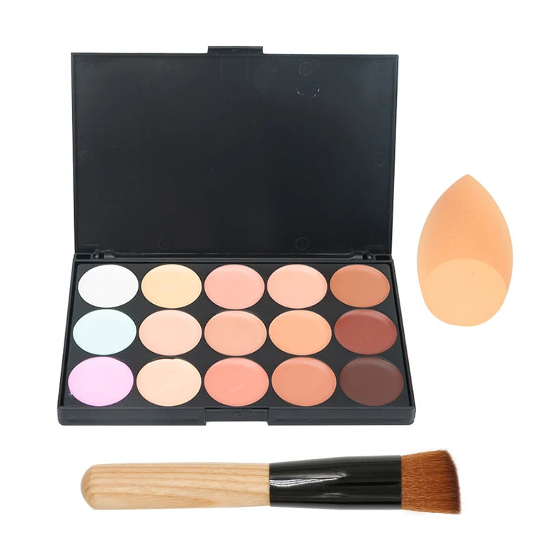 VERONNI 15-Color Cream Concealer Contour Palette – Full Coverage & Waterproof