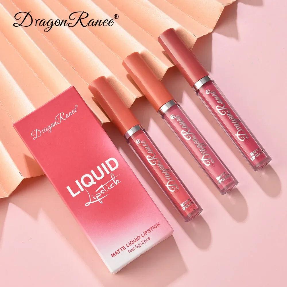 LuxuryGlow - Set de 3 labiales líquidos mate de larga duración - Maquillaje coreano resistente al agua
