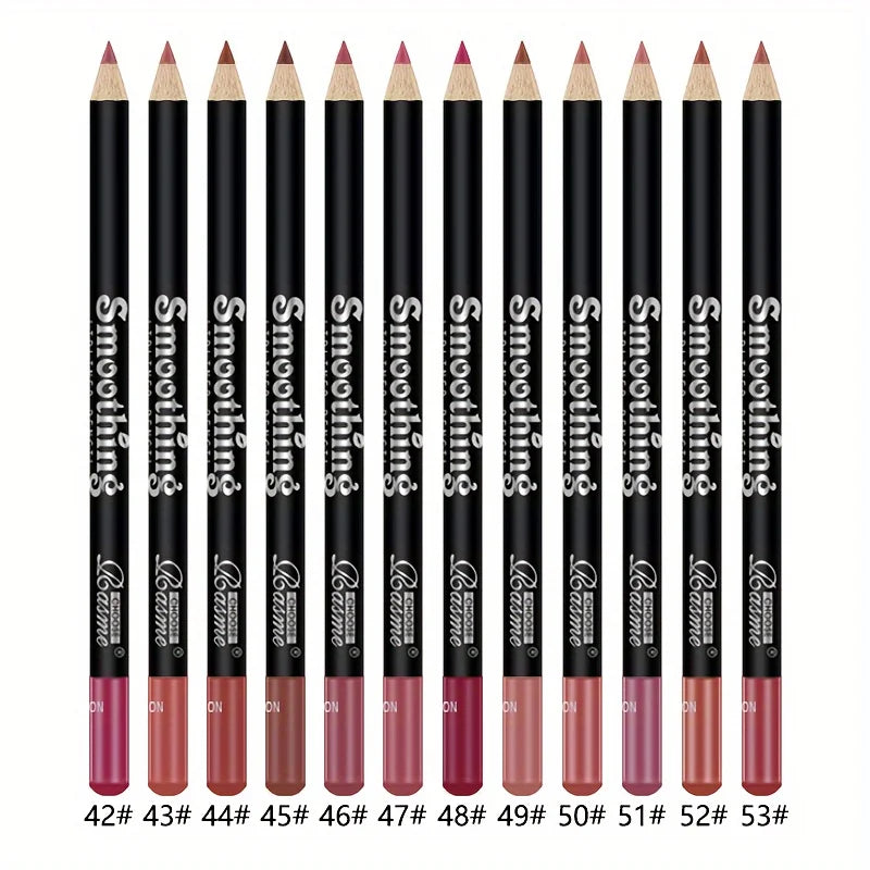 LuxuryGlow 12-Color Matte Lip Liner Set – Long-Lasting Lipstick Pencils (12pcs)