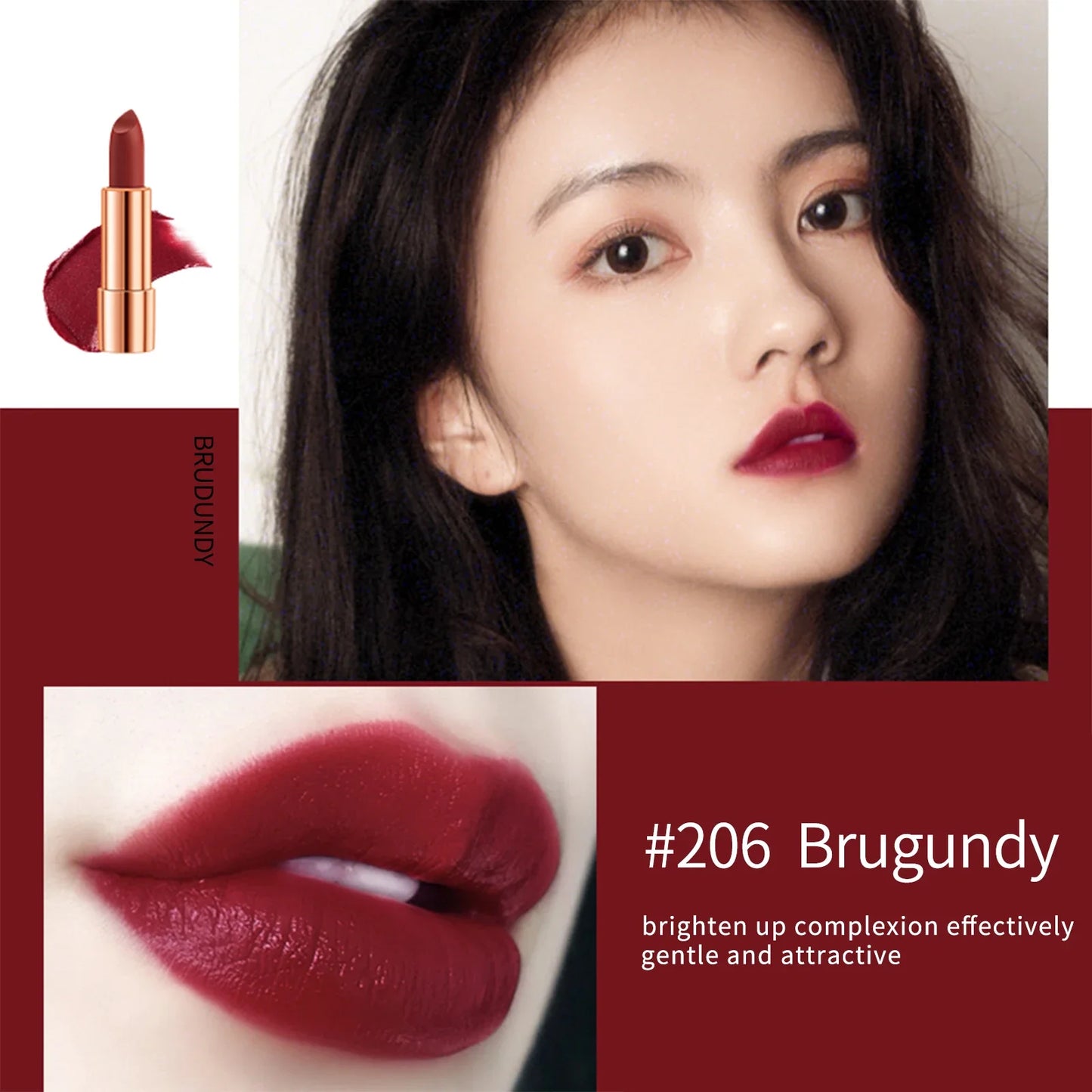 LUXURYTO - Juego de 3 labiales mate con bolsa plateada - Duraderos y resistentes al agua