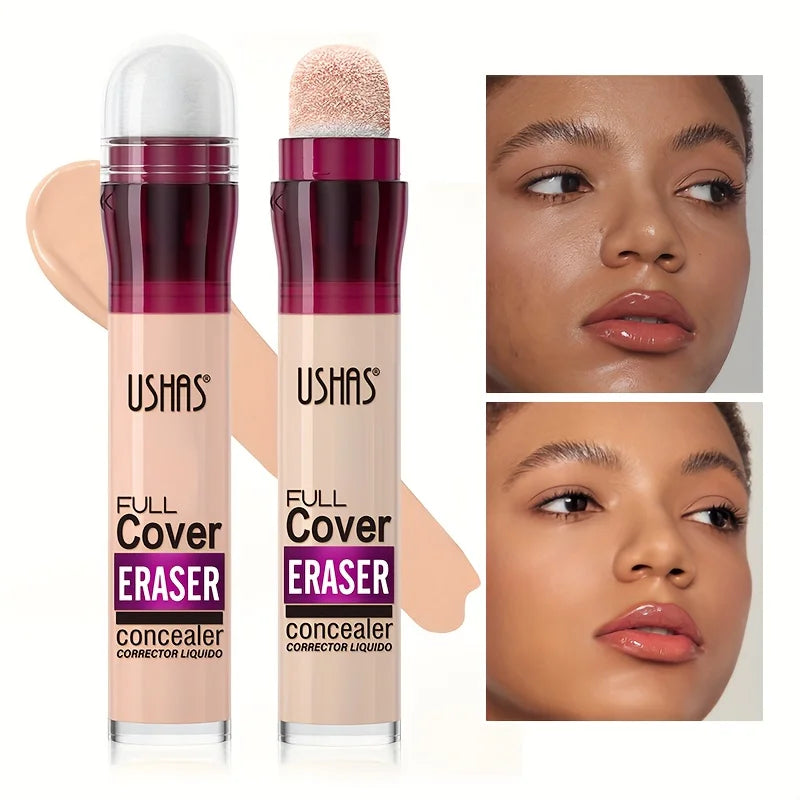 USHAS Sponge Head Liquid Concealer – Long-Lasting, Moisturizing & Full Coverage for Dark Circles, Acne & Blemishes