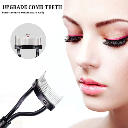LuxuryGlow Stainless Steel Eyelash Separator & Curler | Metal Teeth Mascara Comb