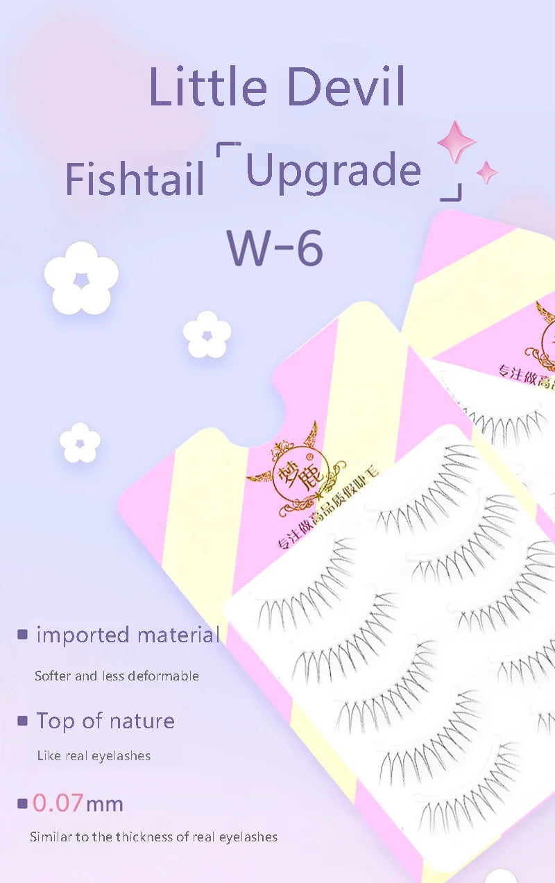 Pestañas postizas naturales BLINKWAVE Dream Deer, 5 pares, en forma de V | Pestañas suaves con efecto visón