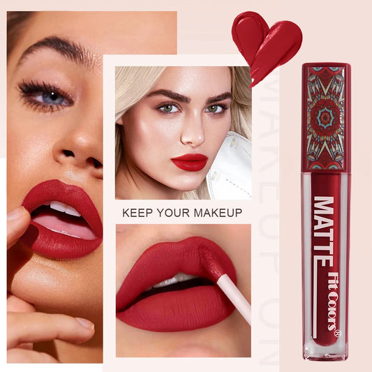 Fit Colors Matte Lip Gloss – Waterproof, Long-Lasting Velvet Lipstick