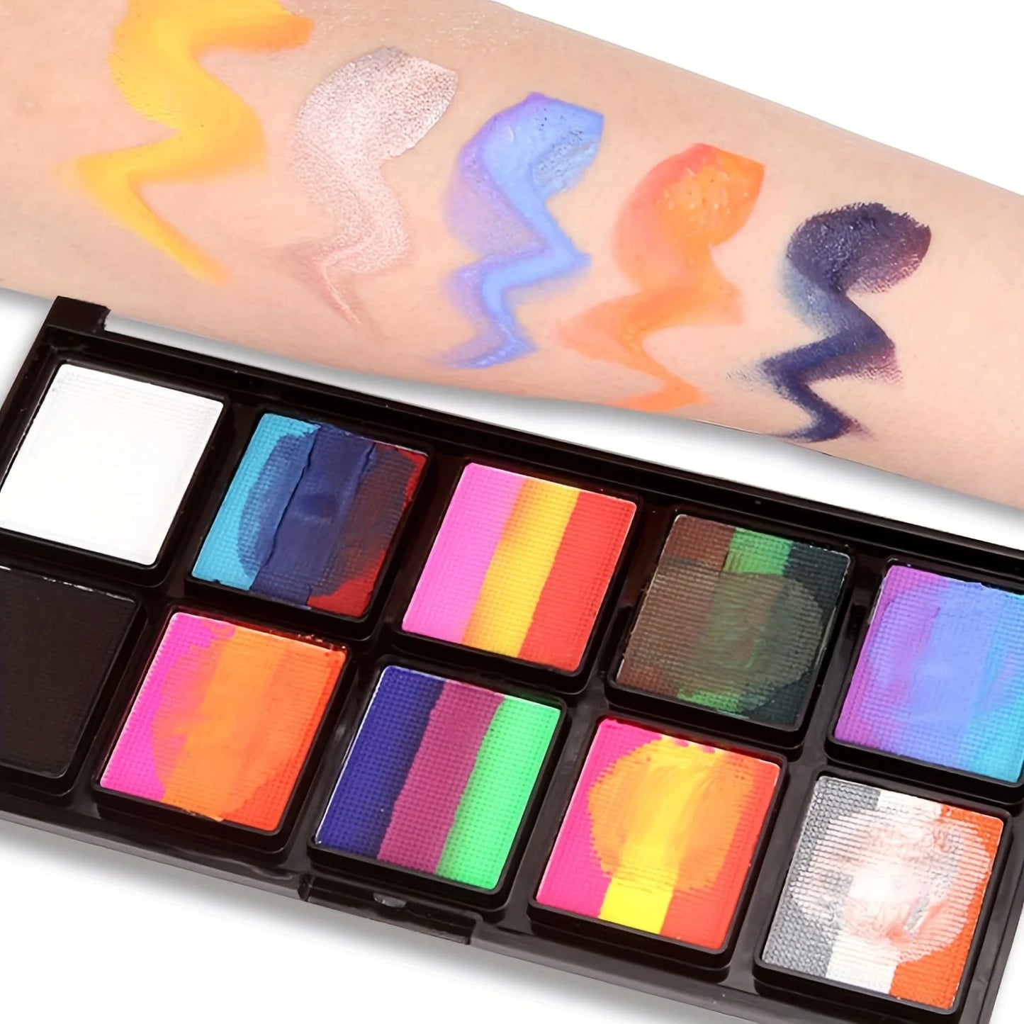 VERONNI 10-Color Body & Face Paint Kit with Brush – Safe Makeup for Kids & Adults