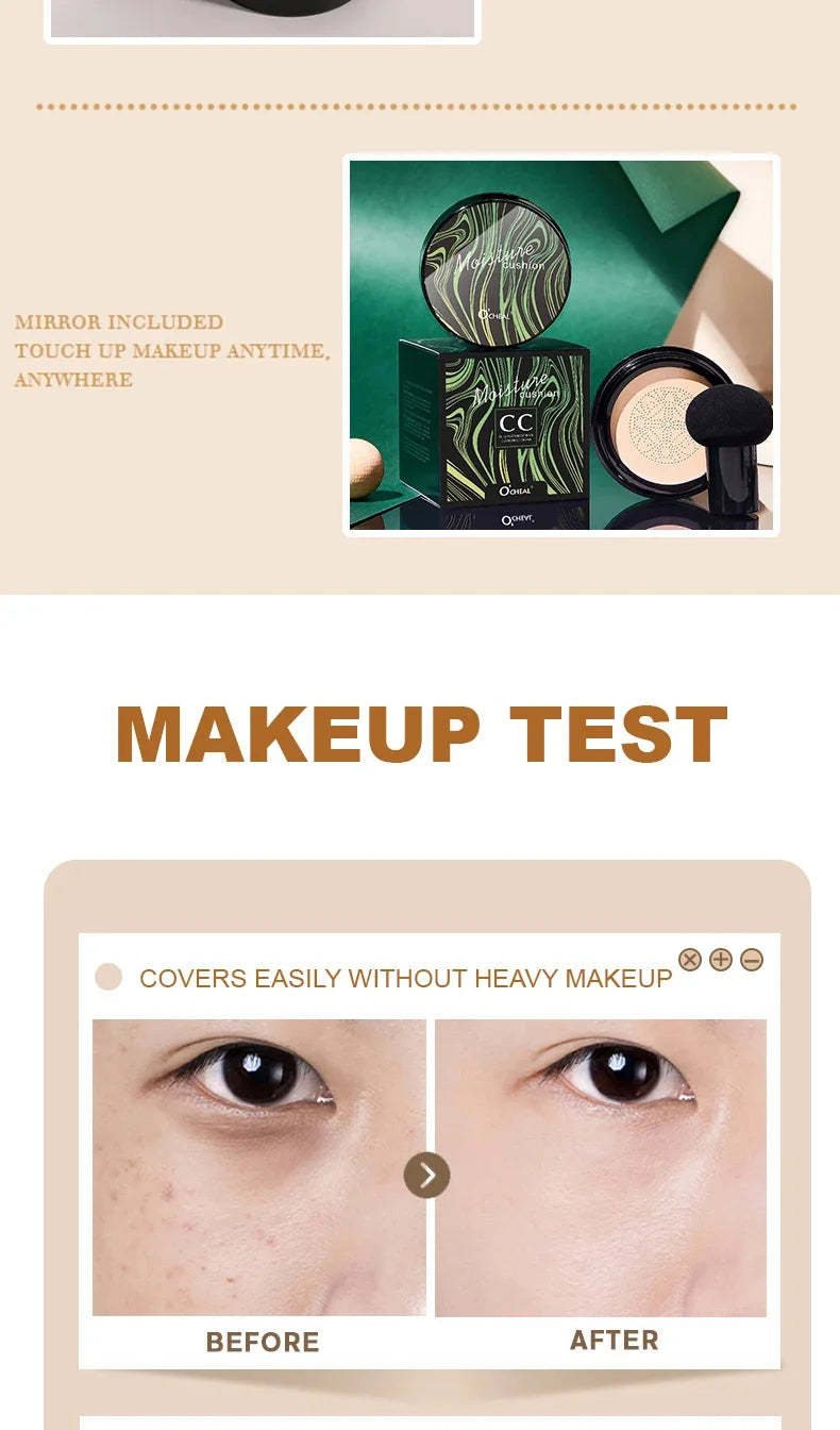 Crema BB Air Cushion de Ocheal: corrector, base y protector solar con esponja de hongo