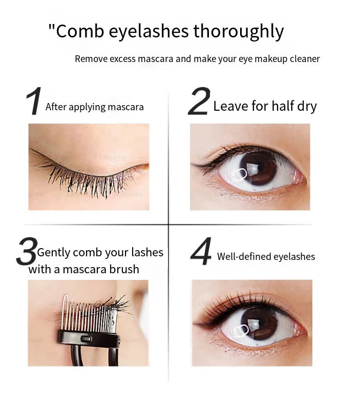 LuxuryGlow Stainless Steel Eyelash Separator & Curler | Metal Teeth Mascara Comb