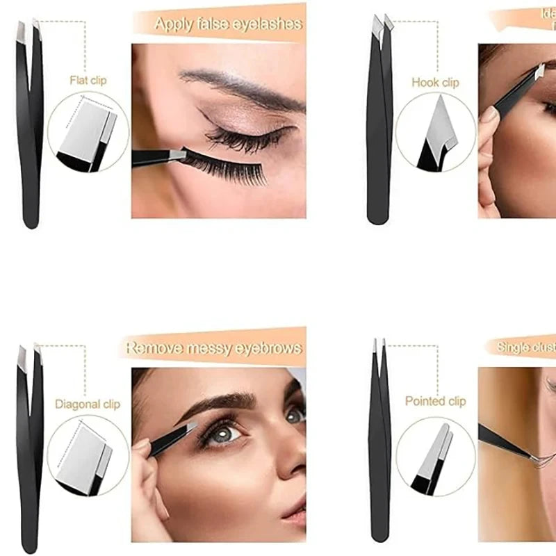 Pinzas para cejas de acero inoxidable de colores LuxuryGlow: depilación de precisión con punta inclinada