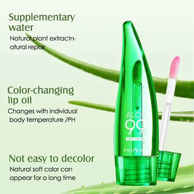 Bálsamo labial LuxuryGlow con 99 % de aloe vera que cambia de color: hidratante y nutritivo.