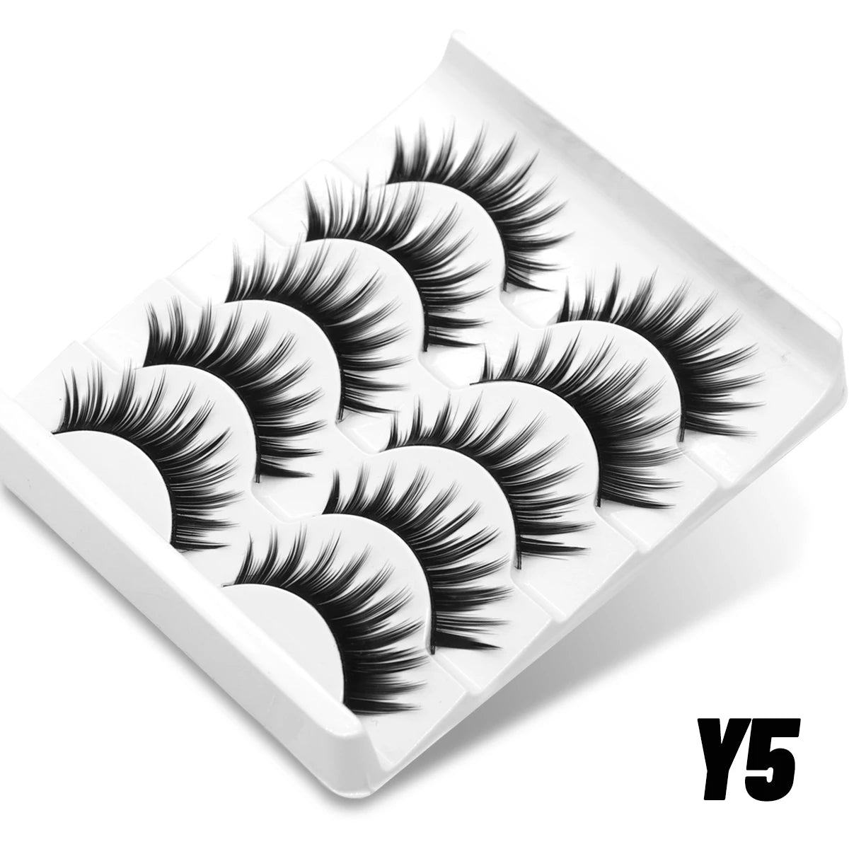 GROINNEYA Cat Eye Wispy Lashes – 5/6 Pairs Clear Band Natural 6D Eyelash Extensions