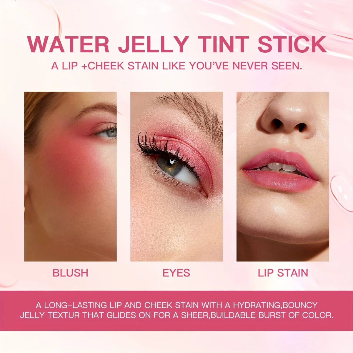 USHAS 4-in-1 Jelly Blush Stick – Lip Balm, Eyeshadow & Lip Gloss (Multi-Use Matte Finish)