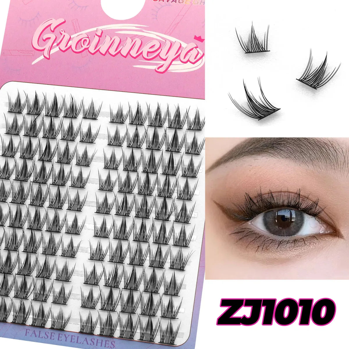 GROINNEYA Cluster Lashes – Natural Volume DIY Eyelash Extensions Mixed Tray
