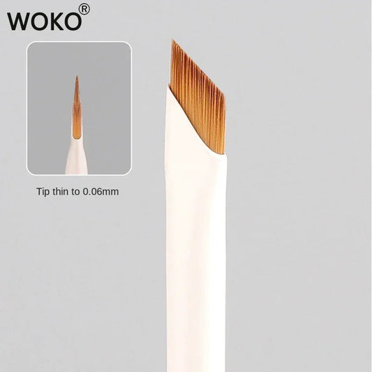 WOKO Ultra-Thin Precision Blade Eyeliner & Eyebrow Brush – White Wooden Handle