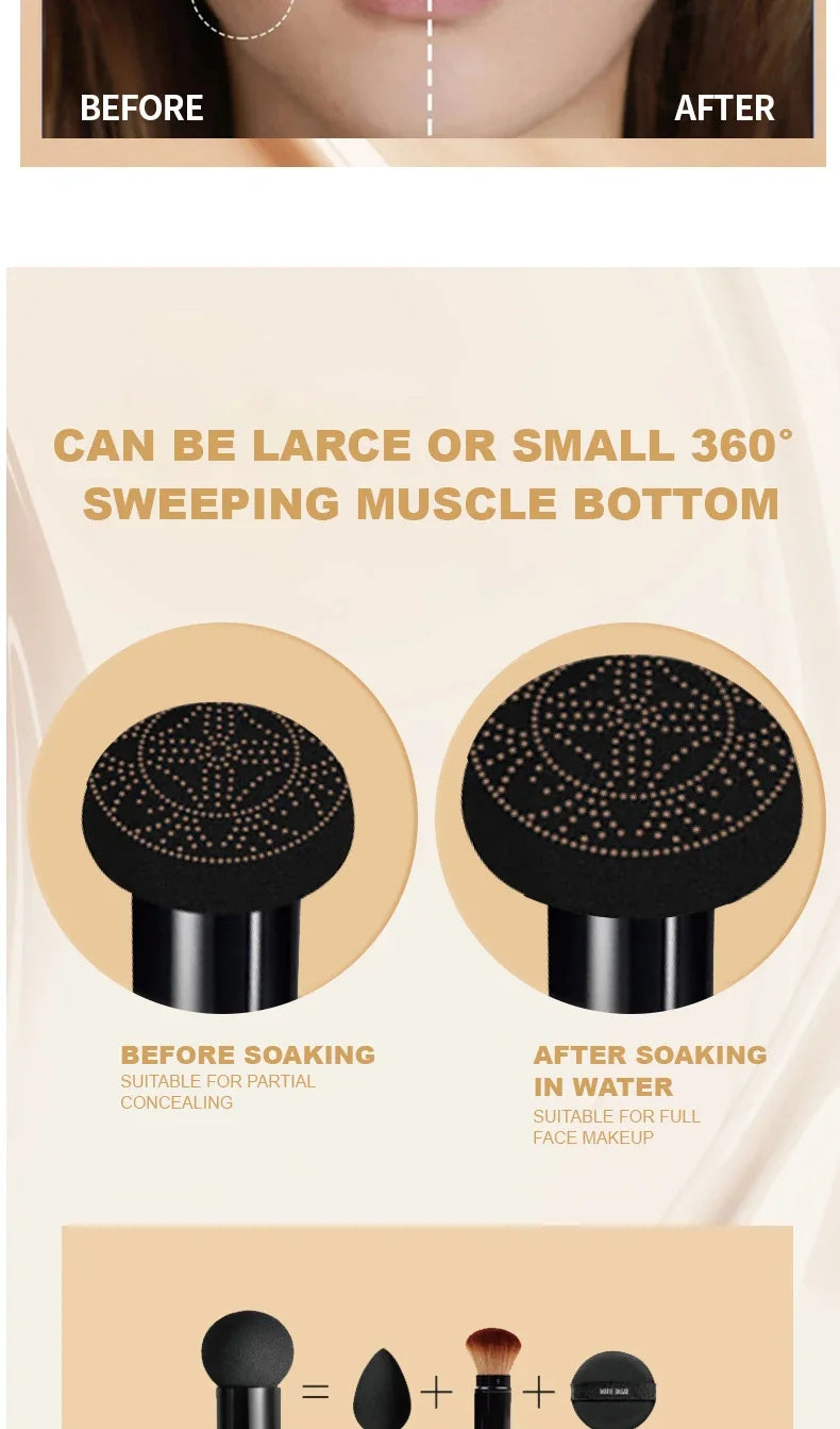 Crema BB Air Cushion de Ocheal: corrector, base y protector solar con esponja de hongo