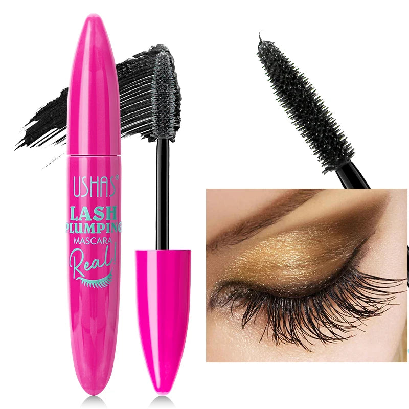 USHAS 4D Ultra Long Lasting Waterproof Mascara – Fiber Lash Extension with 360° Spiral Brush