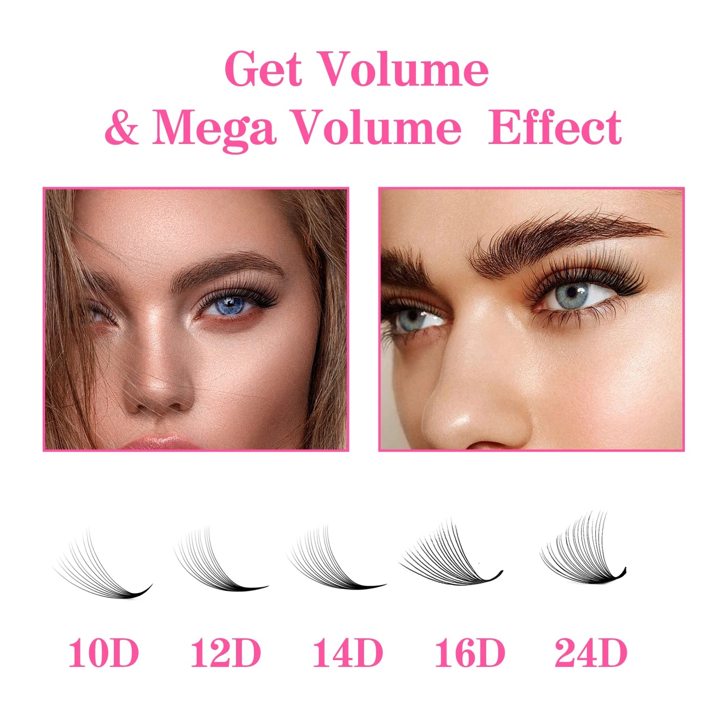 TDANCE 320 Premade Volume Lash Fans | 16-Line Tray | 3D–24D Pointy Base Faux Mink Extensions