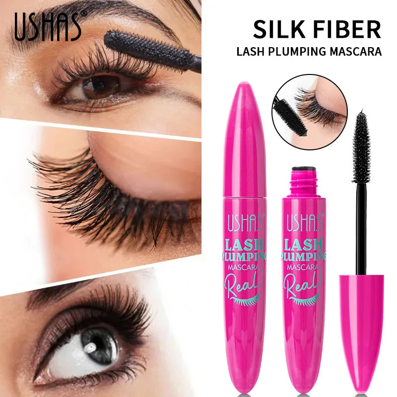 USHAS 4D Ultra Long Lasting Waterproof Mascara – Fiber Lash Extension with 360° Spiral Brush