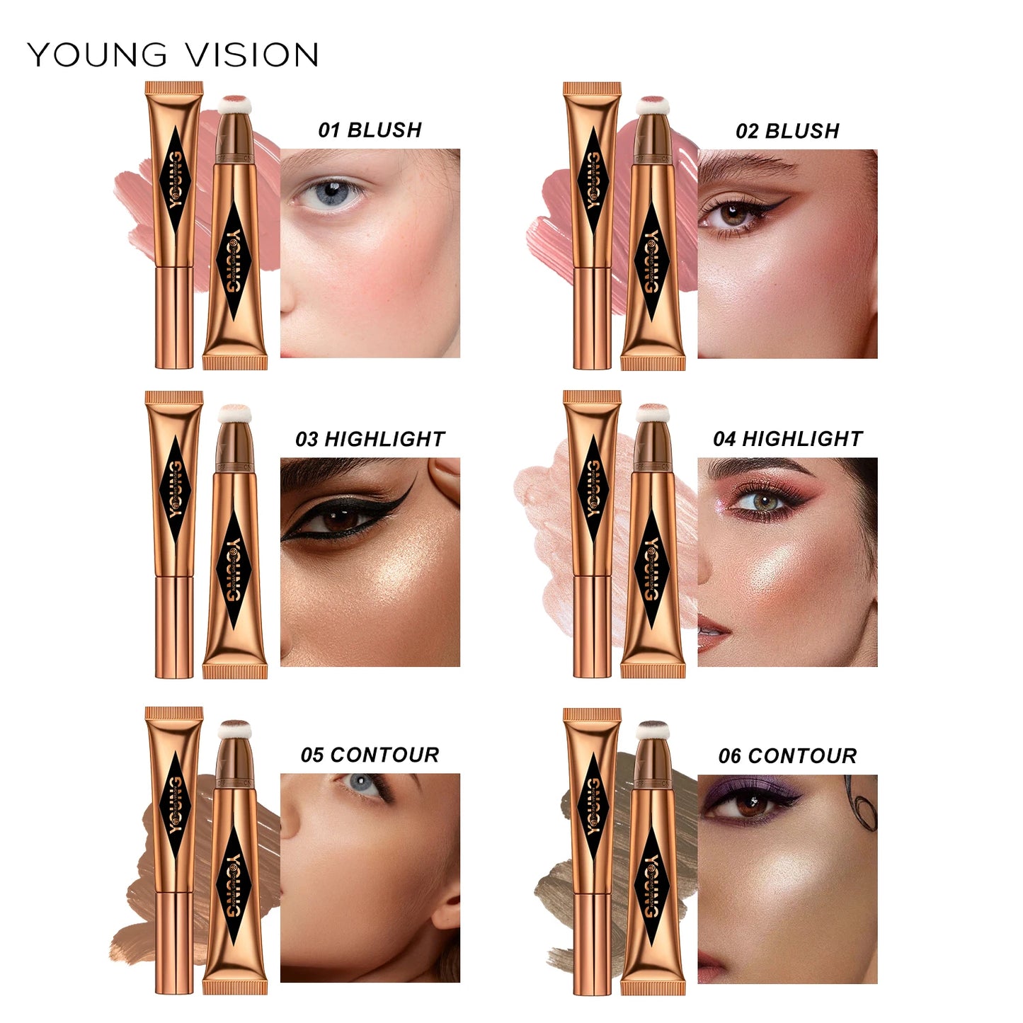 YOUNG VISION Air Cushion Blusher — Long-Lasting, Easy-to-Apply (6 Colors)