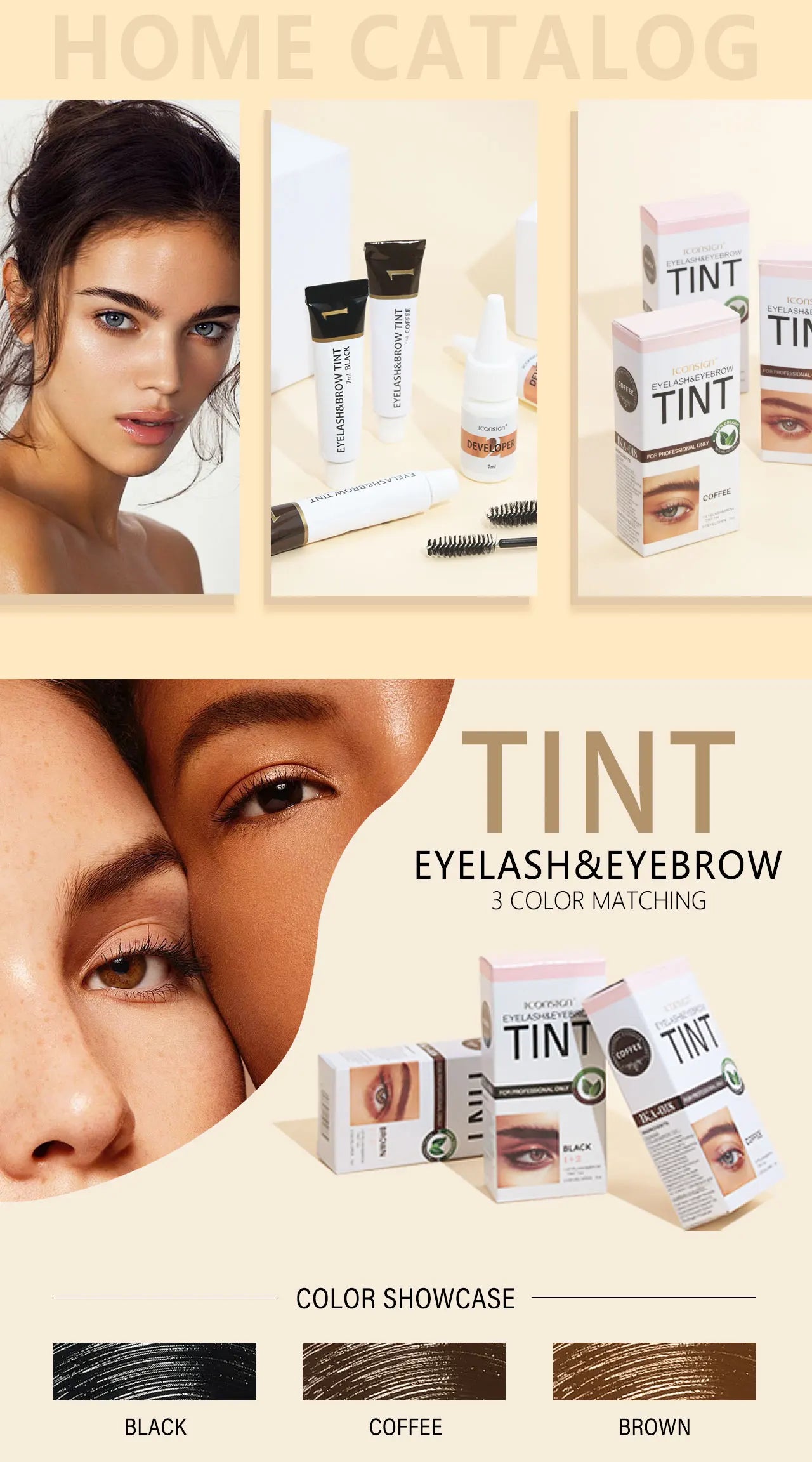 LuxuryGlow ICONSIGN Eyebrow & Eyelash Tint Kit – Waterproof Semi-Permanent Dye