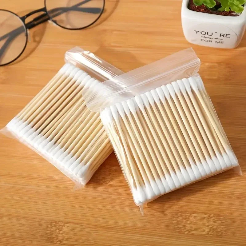 LuxuryGlow 2000PCS Double-Headed Wooden Cotton Swabs | Unscented & Multi-Purpose