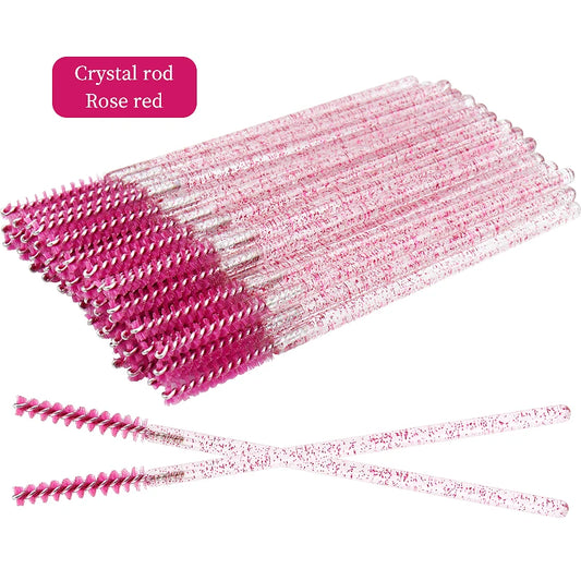 myaokue-up 50 Pcs Disposable Eyelash & Mascara Wands – Crystal Handle Brushes